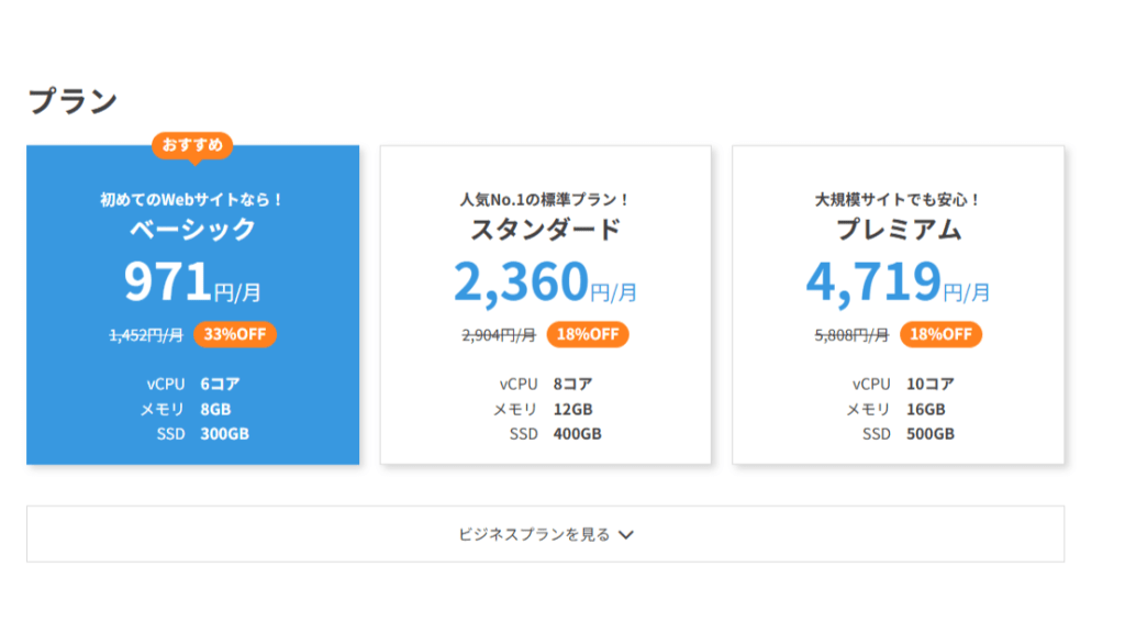 ConoHaプラン選択